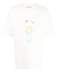 mintgrünes besticktes T-Shirt mit einem Rundhalsausschnitt von Drôle De Monsieur