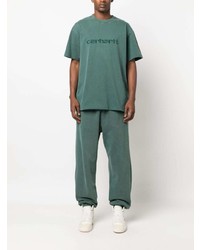 mintgrünes besticktes T-Shirt mit einem Rundhalsausschnitt von Carhartt WIP