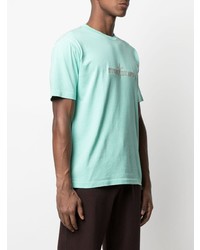 mintgrünes besticktes T-Shirt mit einem Rundhalsausschnitt von Stone Island