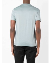mintgrünes besticktes T-Shirt mit einem Rundhalsausschnitt von Emporio Armani