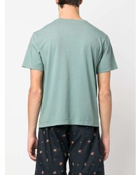 mintgrünes besticktes T-Shirt mit einem Rundhalsausschnitt von Nick Fouquet