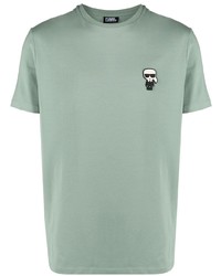 mintgrünes besticktes T-Shirt mit einem Rundhalsausschnitt von Karl Lagerfeld