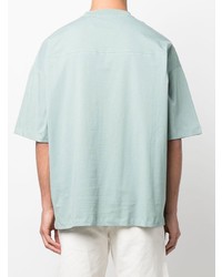 mintgrünes besticktes T-Shirt mit einem Rundhalsausschnitt von Zegna