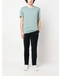 mintgrünes besticktes T-Shirt mit einem Rundhalsausschnitt von Zegna