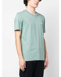 mintgrünes besticktes T-Shirt mit einem Rundhalsausschnitt von Zegna