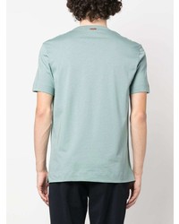 mintgrünes besticktes T-Shirt mit einem Rundhalsausschnitt von Zegna