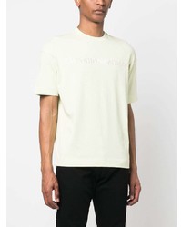 mintgrünes besticktes T-Shirt mit einem Rundhalsausschnitt von Emporio Armani