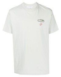 mintgrünes besticktes T-Shirt mit einem Rundhalsausschnitt von Maison Labiche