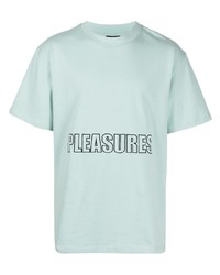 mintgrünes besticktes T-Shirt mit einem Rundhalsausschnitt von Pleasures