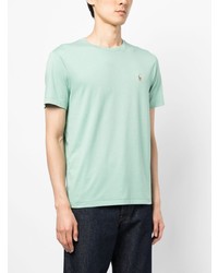 mintgrünes besticktes T-Shirt mit einem Rundhalsausschnitt von Polo Ralph Lauren