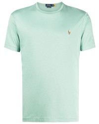 mintgrünes besticktes T-Shirt mit einem Rundhalsausschnitt von Polo Ralph Lauren