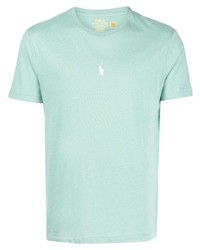 mintgrünes besticktes T-Shirt mit einem Rundhalsausschnitt von Polo Ralph Lauren