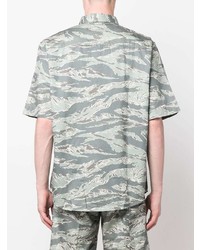 mintgrünes Camouflage Kurzarmhemd von Diesel