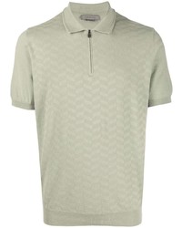 mintgrünes Polohemd mit Chevron-Muster