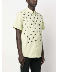 mintgrünes gepunktetes Kurzarmhemd von Raf Simons