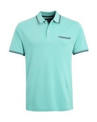 mintgrünes horizontal gestreiftes Polohemd von Bugatti