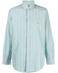 mintgrünes horizontal gestreiftes Polohemd von Polo Ralph Lauren