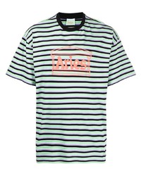 mintgrünes horizontal gestreiftes T-Shirt mit einem Rundhalsausschnitt von Aries
