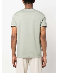 mintgrünes horizontal gestreiftes T-Shirt mit einem Rundhalsausschnitt von Fred Perry