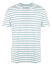 mintgrünes horizontal gestreiftes T-Shirt mit einem Rundhalsausschnitt von Kent & Curwen