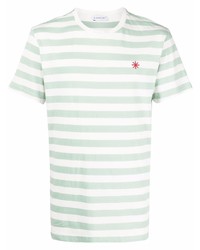 mintgrünes horizontal gestreiftes T-Shirt mit einem Rundhalsausschnitt von Manuel Ritz