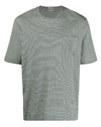 mintgrünes horizontal gestreiftes T-Shirt mit einem Rundhalsausschnitt von Massimo Alba