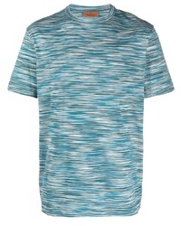 mintgrünes horizontal gestreiftes T-Shirt mit einem Rundhalsausschnitt von Missoni
