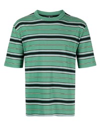mintgrünes horizontal gestreiftes T-Shirt mit einem Rundhalsausschnitt von PS Paul Smith