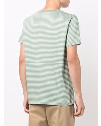 mintgrünes horizontal gestreiftes T-Shirt mit einem Rundhalsausschnitt von A.P.C.