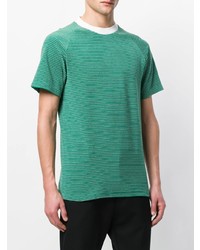 mintgrünes horizontal gestreiftes T-Shirt mit einem Rundhalsausschnitt von Maison Margiela