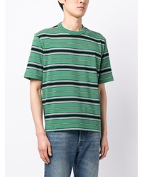 mintgrünes horizontal gestreiftes T-Shirt mit einem Rundhalsausschnitt von PS Paul Smith