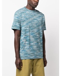 mintgrünes horizontal gestreiftes T-Shirt mit einem Rundhalsausschnitt von Missoni