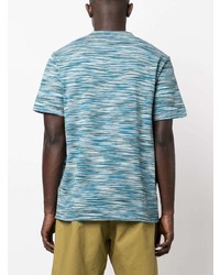 mintgrünes horizontal gestreiftes T-Shirt mit einem Rundhalsausschnitt von Missoni