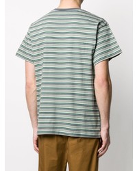 mintgrünes horizontal gestreiftes T-Shirt mit einem Rundhalsausschnitt von PACCBET