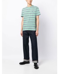 mintgrünes horizontal gestreiftes T-Shirt mit einem Rundhalsausschnitt von Polo Ralph Lauren