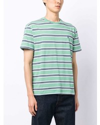 mintgrünes horizontal gestreiftes T-Shirt mit einem Rundhalsausschnitt von Polo Ralph Lauren