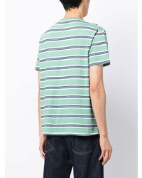 mintgrünes horizontal gestreiftes T-Shirt mit einem Rundhalsausschnitt von Polo Ralph Lauren