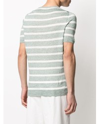 mintgrünes horizontal gestreiftes T-Shirt mit einem Rundhalsausschnitt von Tagliatore