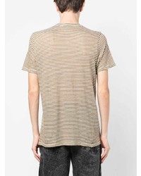 mintgrünes horizontal gestreiftes T-Shirt mit einem Rundhalsausschnitt von Isabel Marant