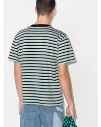 mintgrünes horizontal gestreiftes T-Shirt mit einem Rundhalsausschnitt von Aries