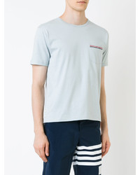 mintgrünes horizontal gestreiftes T-shirt von Thom Browne