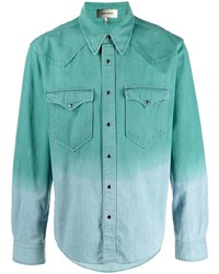 mintgrünes Mit Batikmuster Jeanshemd