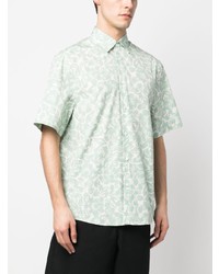 mintgrünes Kurzarmhemd mit Blumenmuster von Lanvin