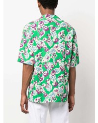 mintgrünes Kurzarmhemd mit Blumenmuster von PT TORINO