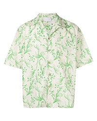 mintgrünes Kurzarmhemd mit Blumenmuster von John Elliott