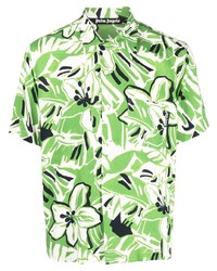 mintgrünes Kurzarmhemd mit Blumenmuster von Palm Angels