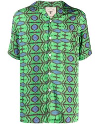 mintgrünes Kurzarmhemd mit geometrischem Muster von OAS Company