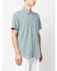 mintgrünes Kurzarmhemd mit Karomuster von Comme Des Garcons SHIRT