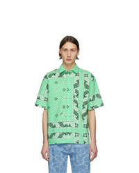 mintgrünes Kurzarmhemd mit Paisley-Muster