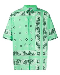 mintgrünes Kurzarmhemd mit Paisley-Muster von MSGM